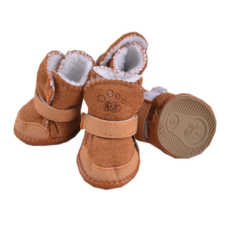Dog Boots 4 Pack Thick Warm Shoes For Rain And Snow Puppies