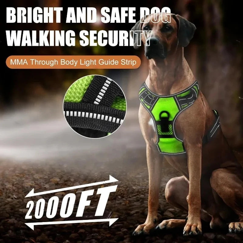 NONECN LED Glowing Dog Harness With Three Light Modes