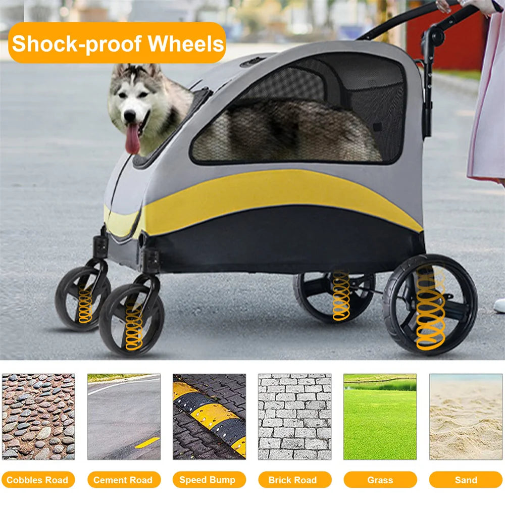 Breed All Breeds Premium Dog Stroller Pram Foldable Four Wheel