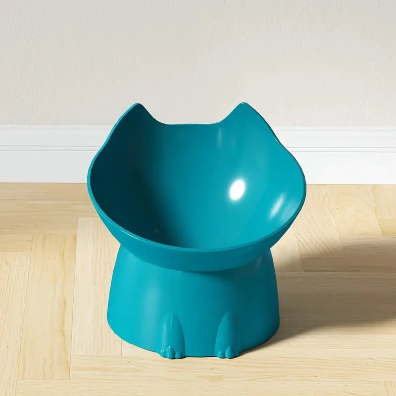 Elevated Cat Bowl Anti Tip Raised Feeding Dish With Tilted Edge Neck Protection
