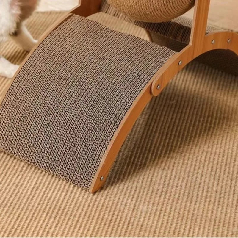 NONECN 2 In 1 PremiumSolidWood Cat Scratcher Ball Toy