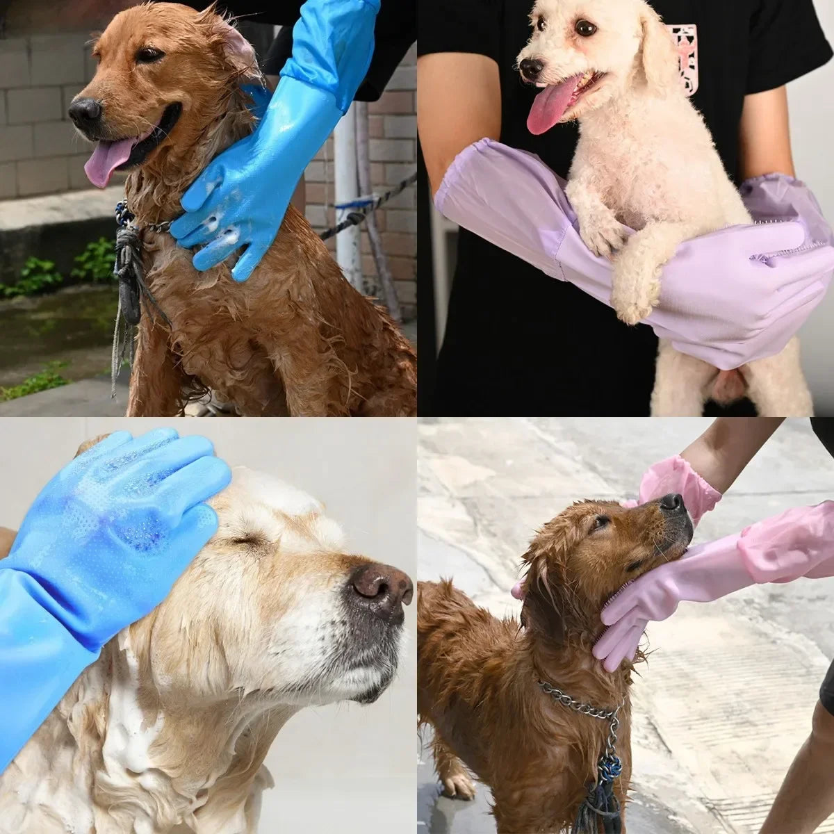 Silicone Pet Grooming Cleaning Gloves For Dogs And Cats Bathing