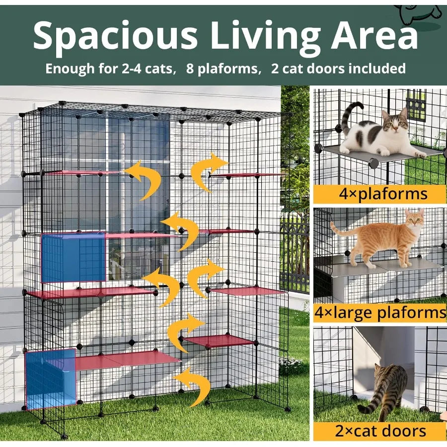 Closure Outdoor Catio Enclosure Cat House For 16 Cats
