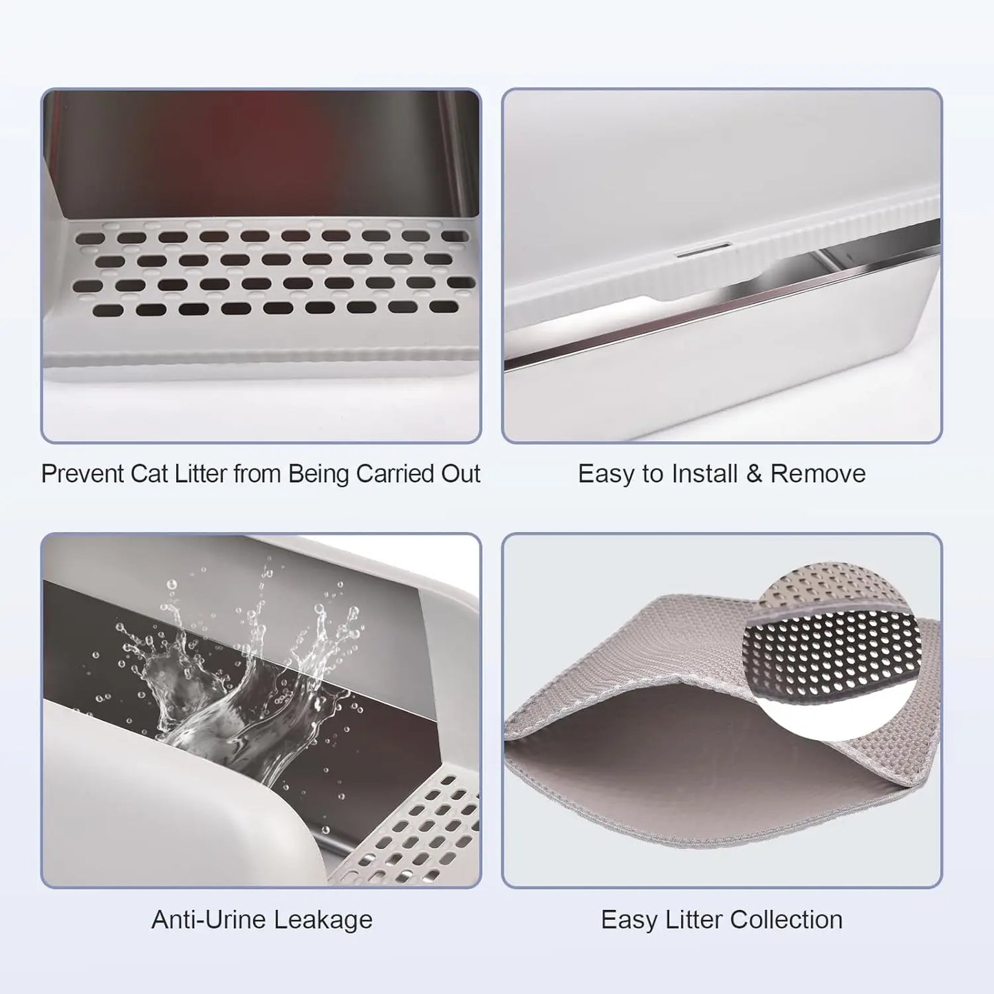 XMSJ Stainless Steel Cat Litter Box With Lid Extra Large