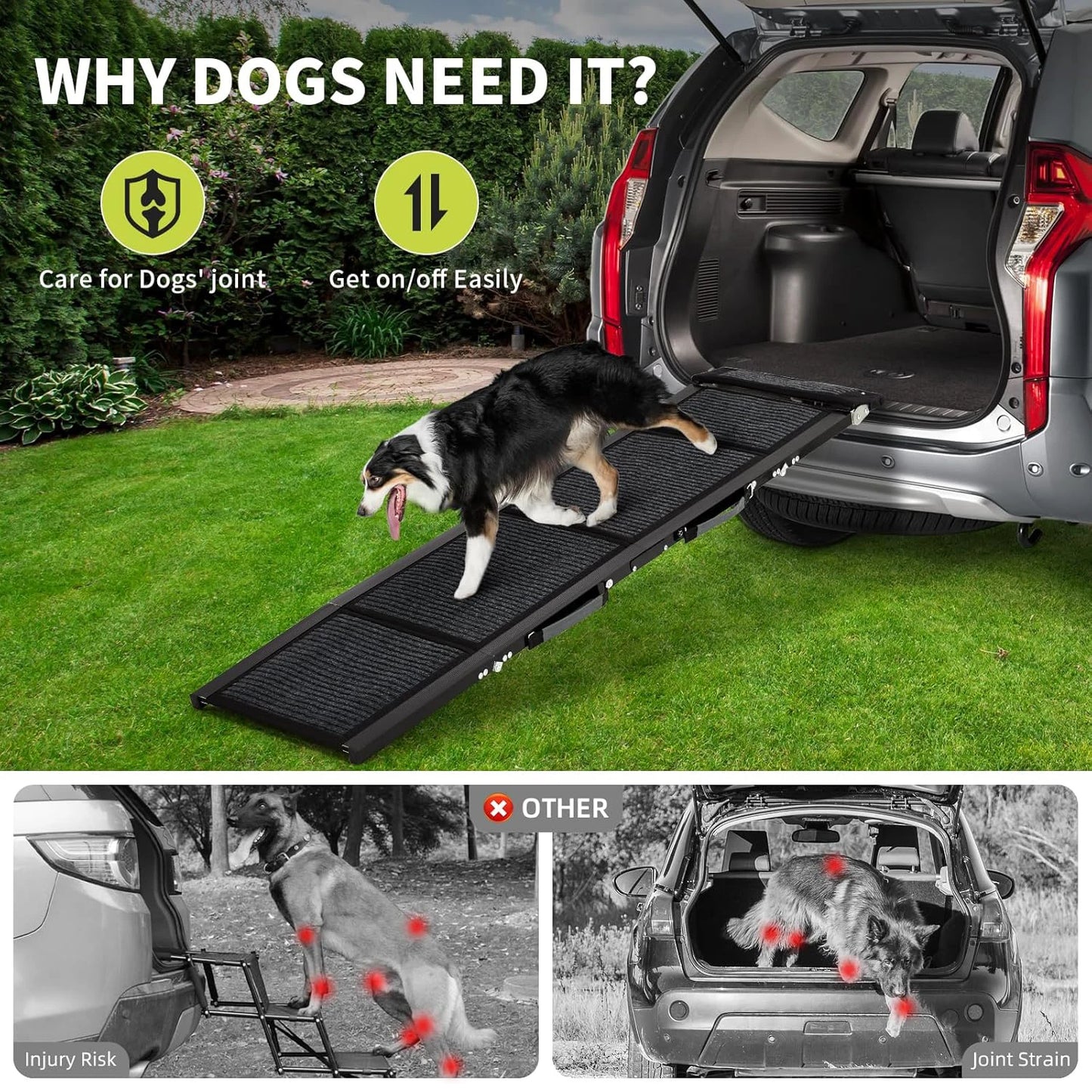 HiMISSDog Upgraded Car Ramp For Dogs Folding Non Slip Surface