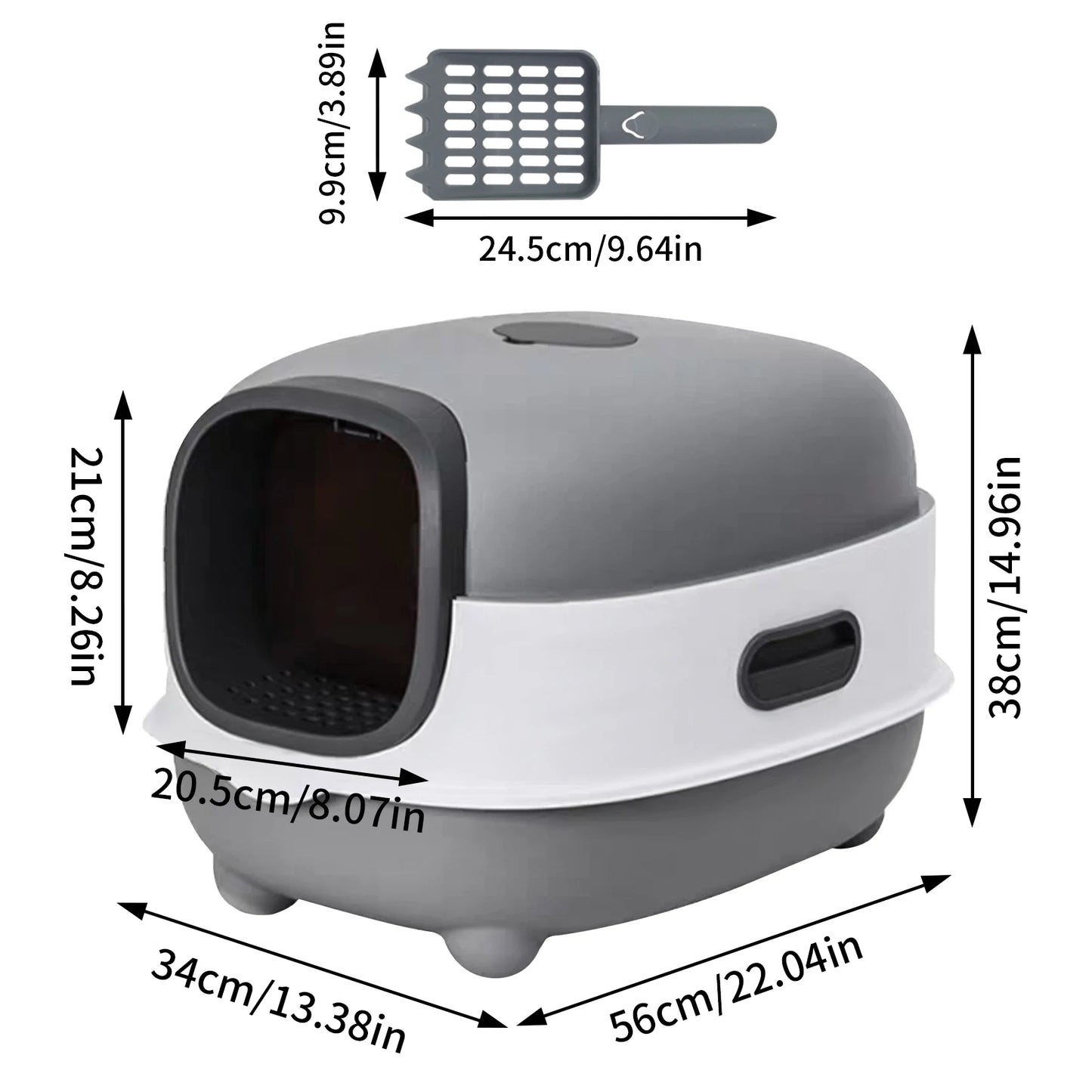 Feature Hooded Cat Litter Box Front Entry Enclosed Toilet With Scoop