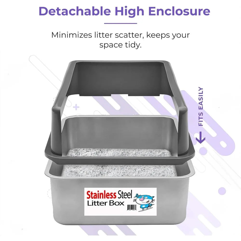 Stainless Steel Litter Box With Lid Enclosure For Large Cats
