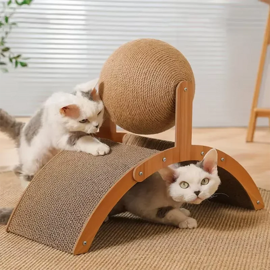 NONECN 2 In 1 PremiumSolidWood Cat Scratcher Ball Toy