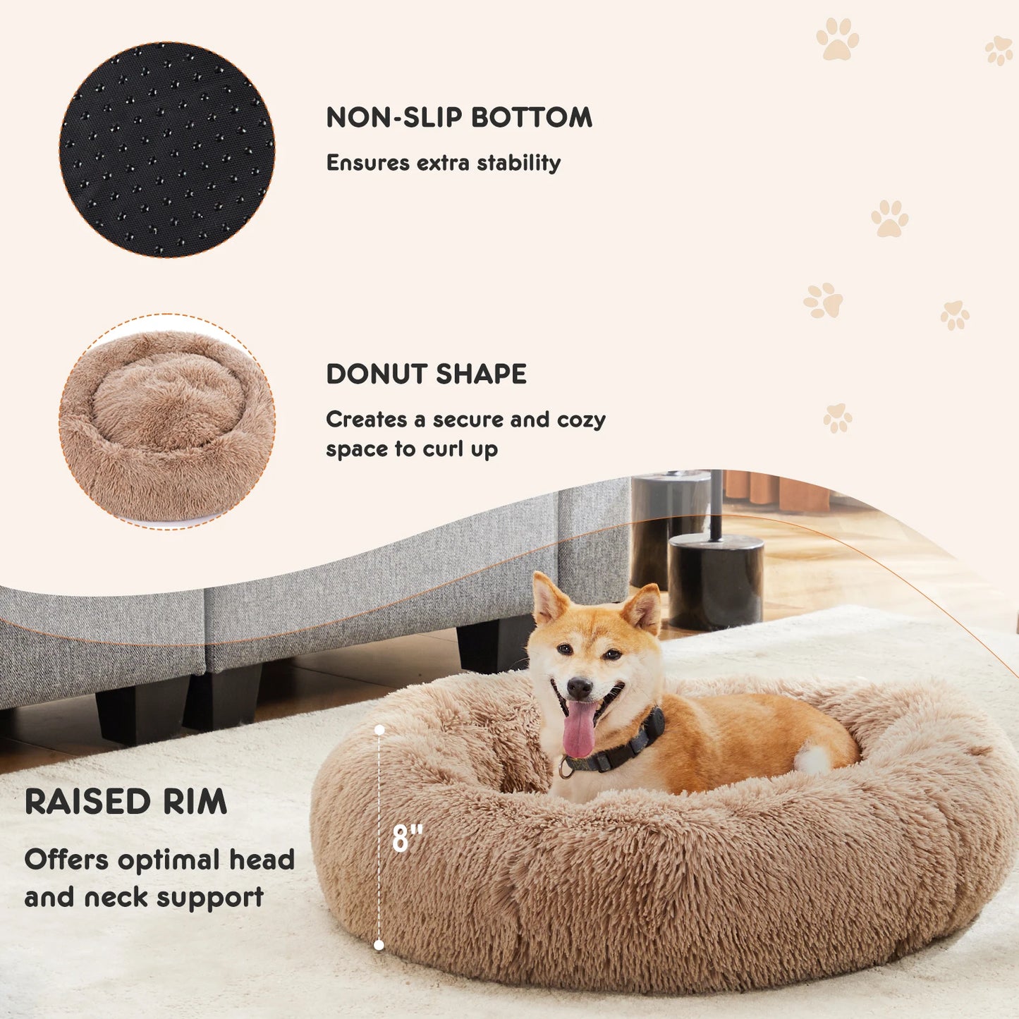 Calming Faux Fur Dog Bed