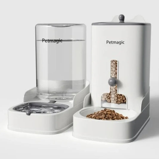 Hign-concerned Gravity Cat Feeder and Water Dispenser Set