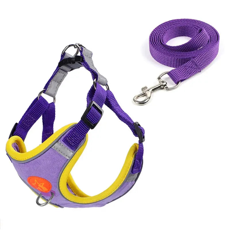 Small Medium Dogs Harness Vest Walking Traction Rope Reflective Straps, Soft Mesh Harness Breathable Pet Supplies by Furtastic Pet Essentials