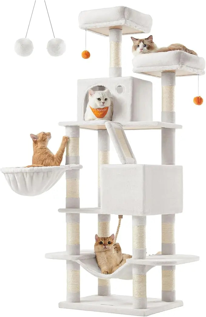 XMSJ Cat Tree Indoor Tower With Scratching Posts And Caves