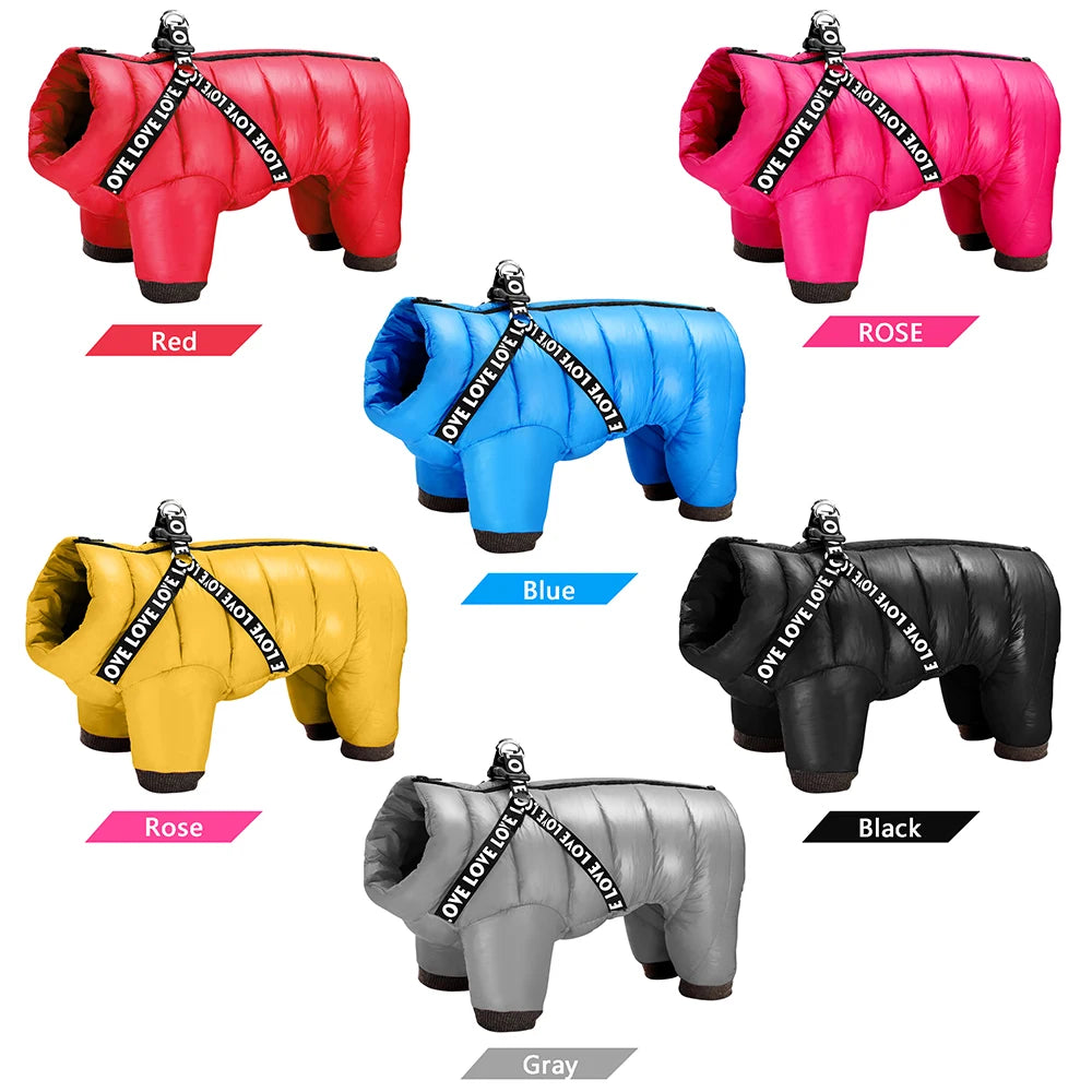 Winter Warm Dog Jacket Harness Waterproof For Small Medium Dogs