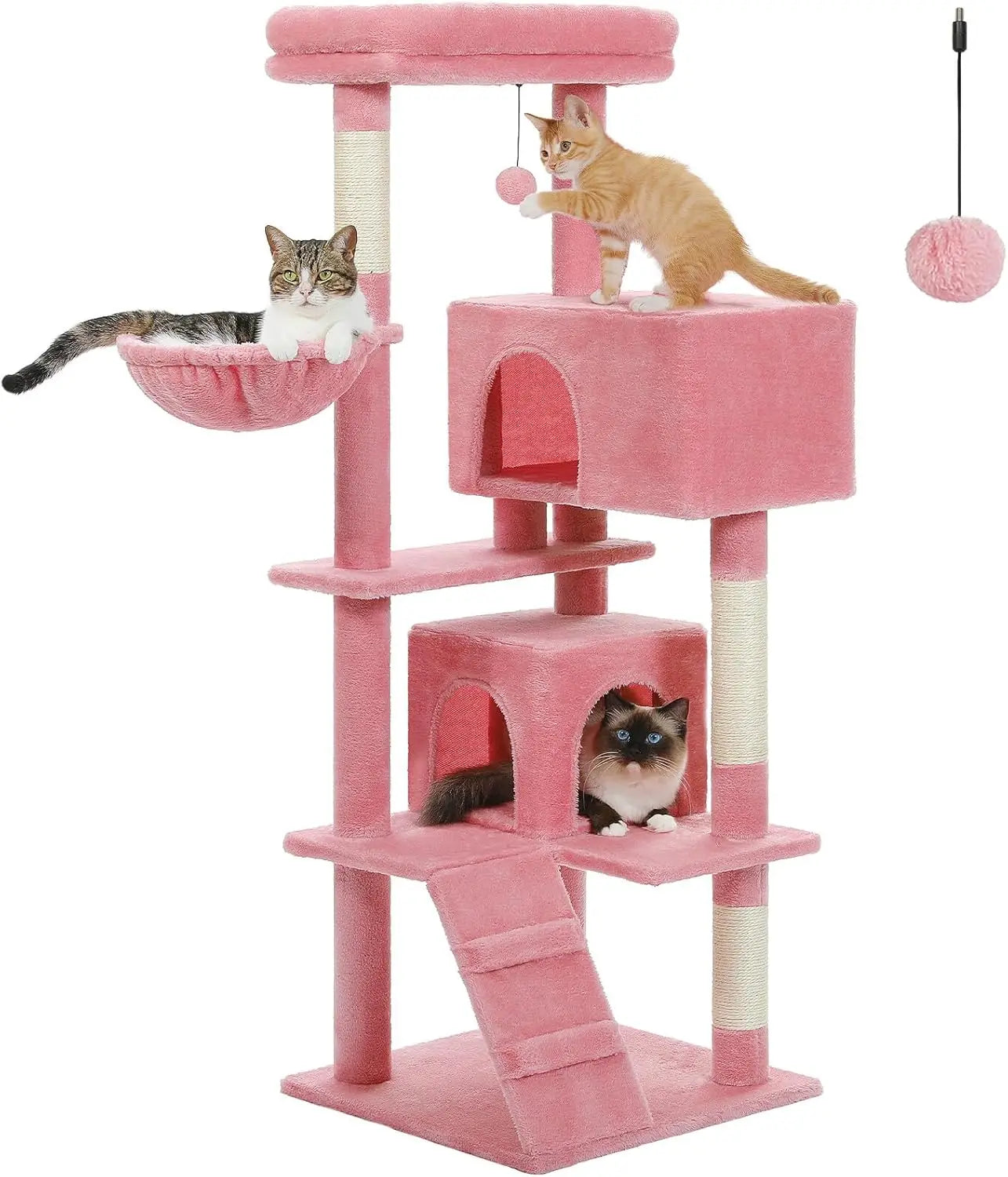 HUANZHUANG Cat Tree Indoor With Two Condos And Top Perch