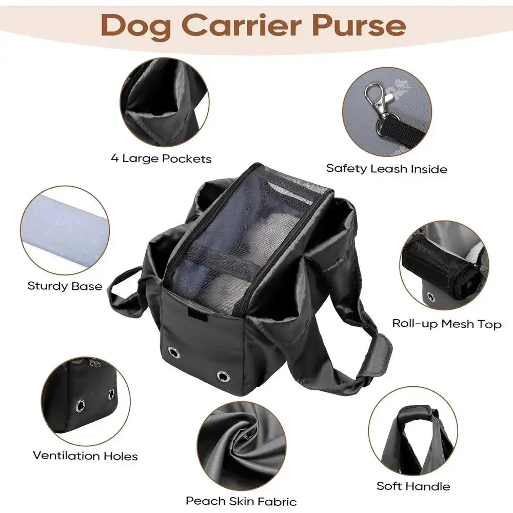 Dog Purse Carrier for Small Dogs, Cats, and Puppies – Soft-Sided Travel Pet Tote Bag with 4 Large Pockets, Foldable, Lightweight by Furtastic Pet Essentials