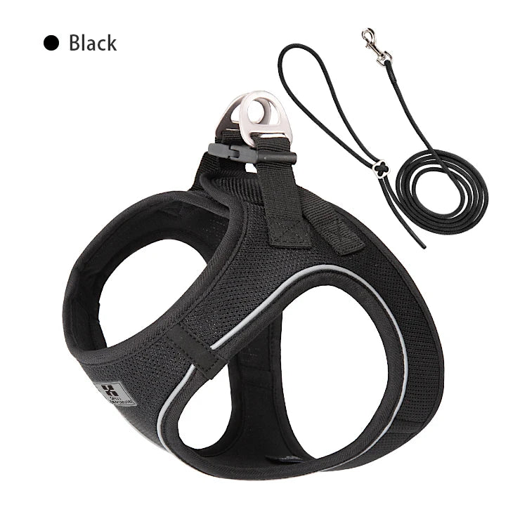 Dog Harness Leash Set Reflective Adjustable For Small Medium Dogs