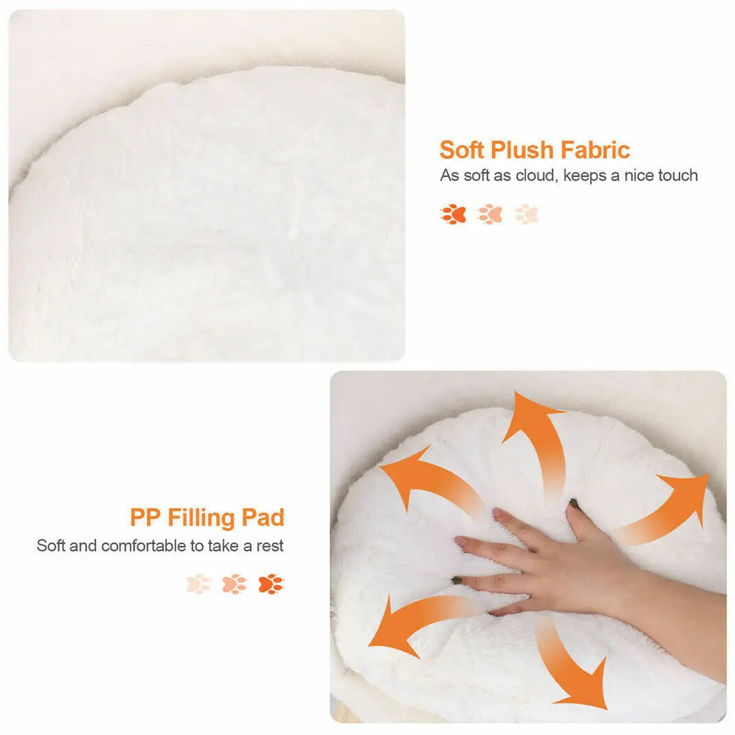NONECN Luxury Soft Cat Bed Plush Nest with Cushion Pad