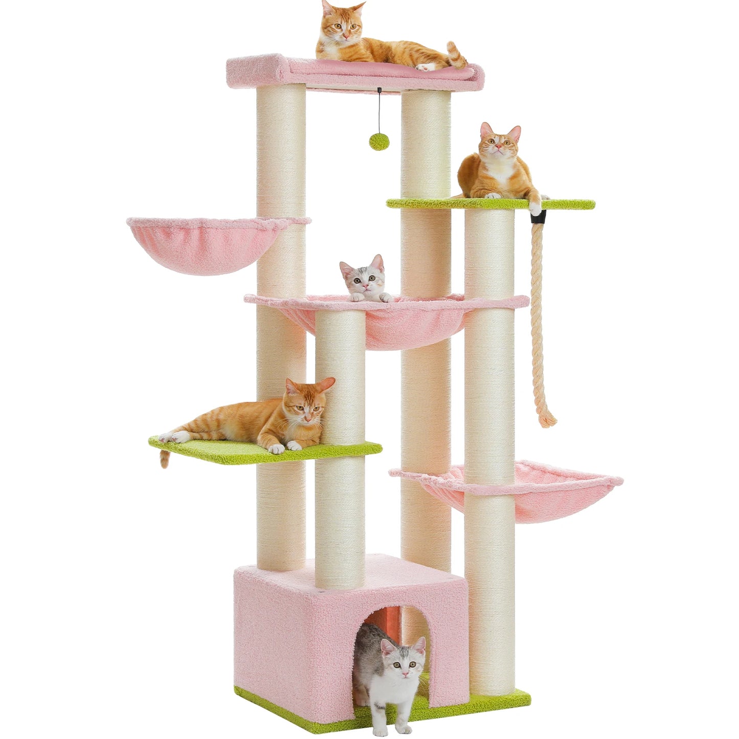PEQULTICN Multi Level Cat Tree with Scratching Posts and Perch