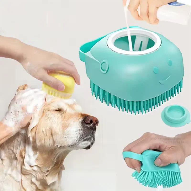 Bath Massage Brush For Pets Silicone Safe Pet Grooming Tool