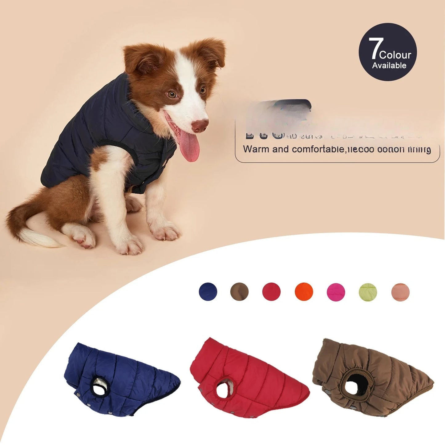 NONECN Winter Dog Jacket With Warm Fleece Cotton Lining