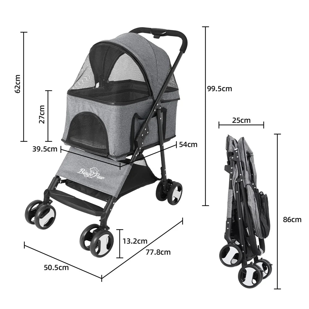 Foldable Pet Stroller For Cats And Dogs Travel Carrier
