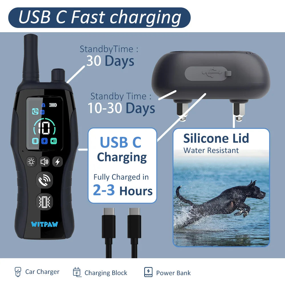 Dog Training Collar With Remote IPX7 Waterproof 4 Training Modes