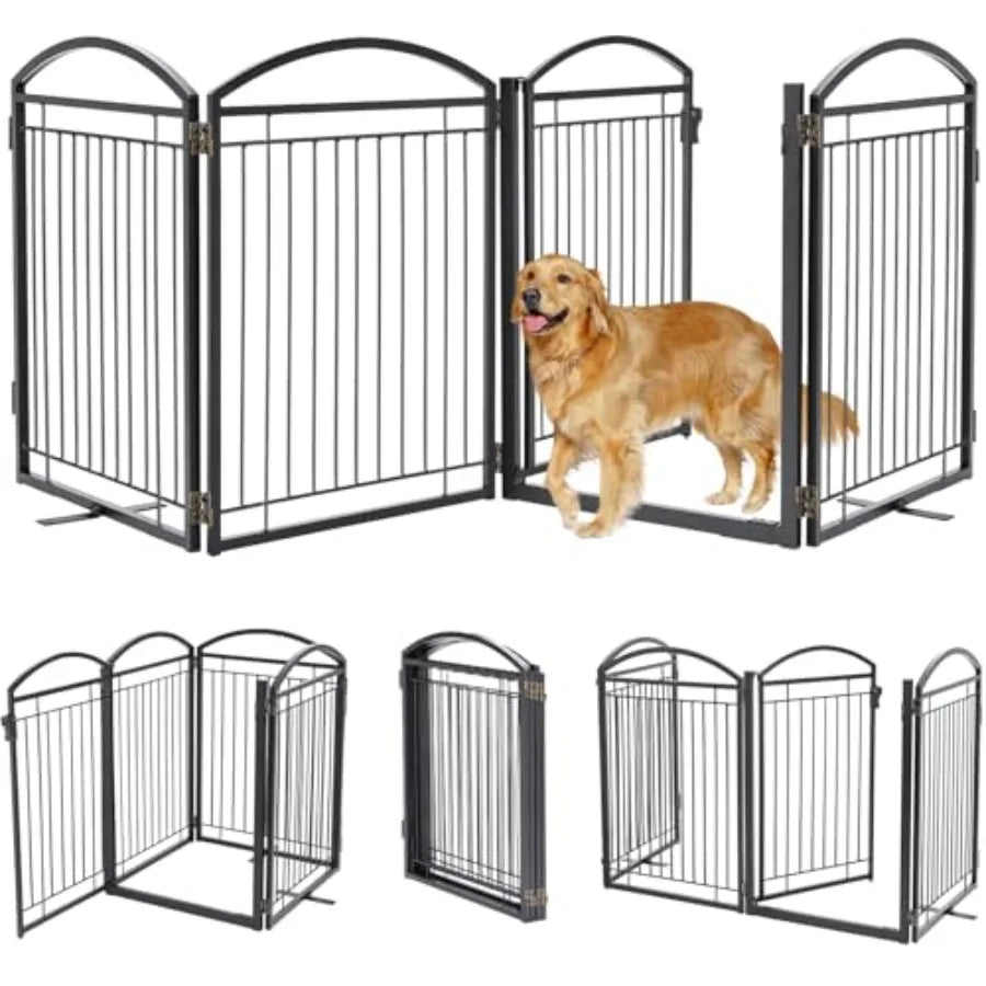MDNGDog Full Metal Free Standing Dog Gate With Door