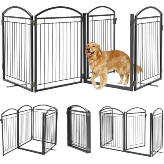 MDNGDog Full Metal Free Standing Dog Gate With Door