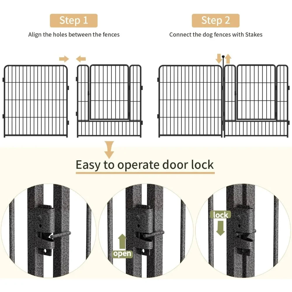 Heavy Duty Folding Dog Playpen With Door For Outdoor Use