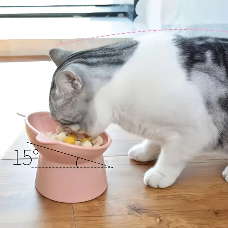 AEHOME Tilted Cat Bowl Ergonomic Raised Non Slip Anti Vomit