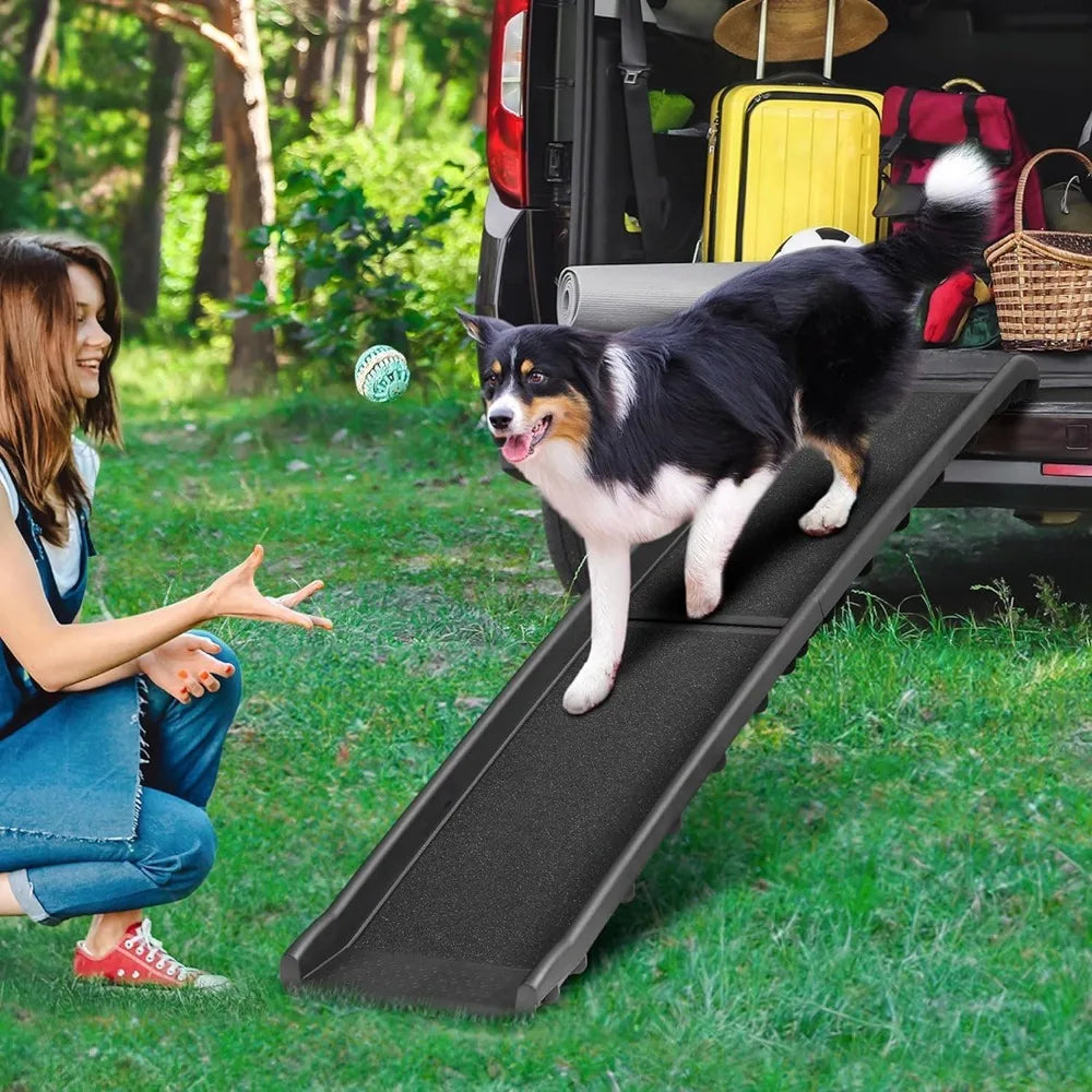 Folding Dog Ramp for Cars SUVs Non Slip with Rails