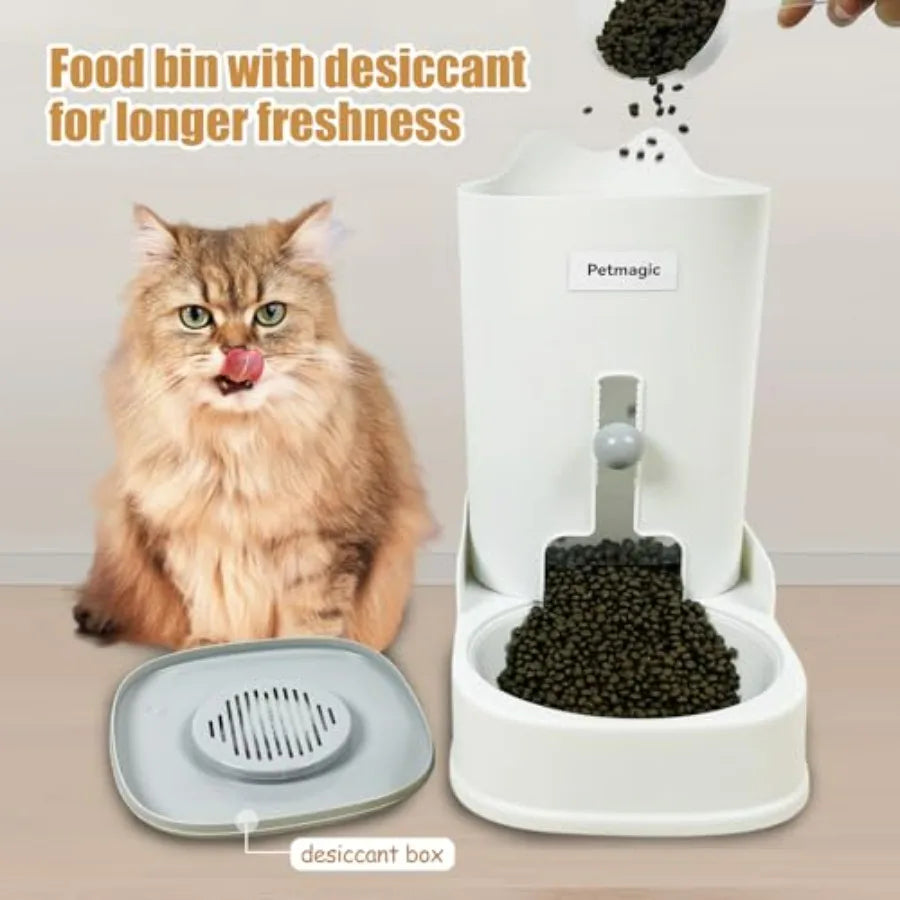 Hign-concerned Gravity Cat Feeder and Water Dispenser Set