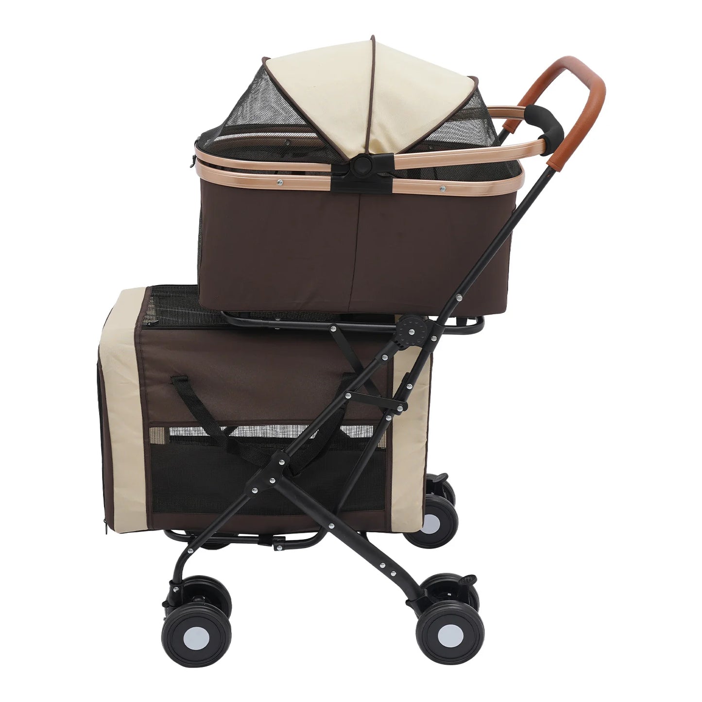 Breed Multifunctional Foldable Pet Stroller With 2 Carriers For Dogs
