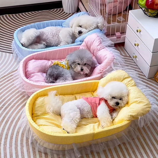Cute Lace Trimmed Pet Princess Bed For Dogs And Cats