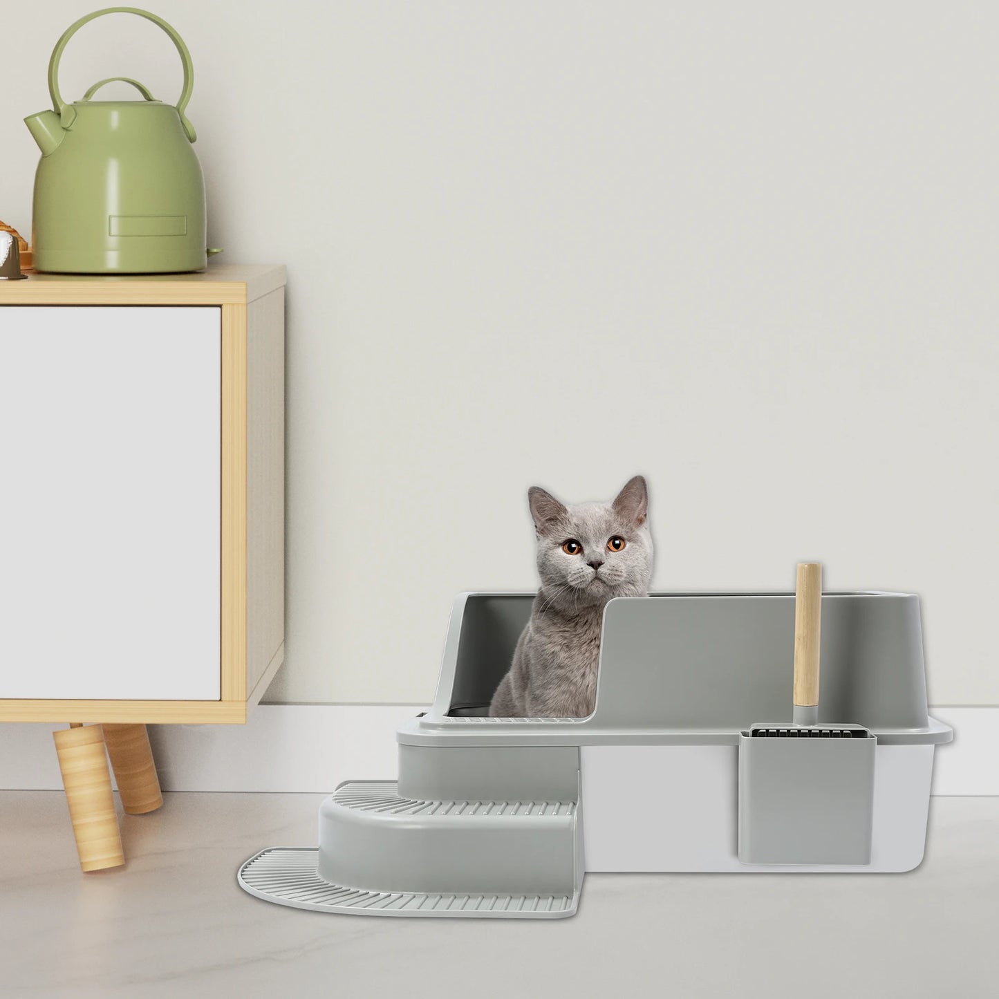 Stainless Steel Cat Litter Box With High Walls Easy Cleaning