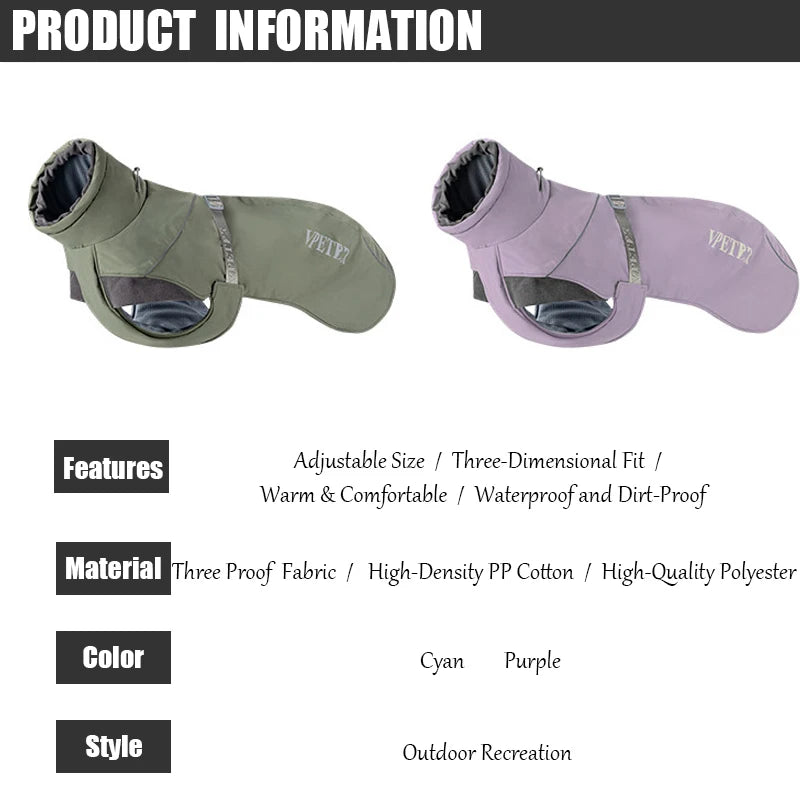 Choice Dog Winter Cotton Coat With Reflective Stripe High Neck