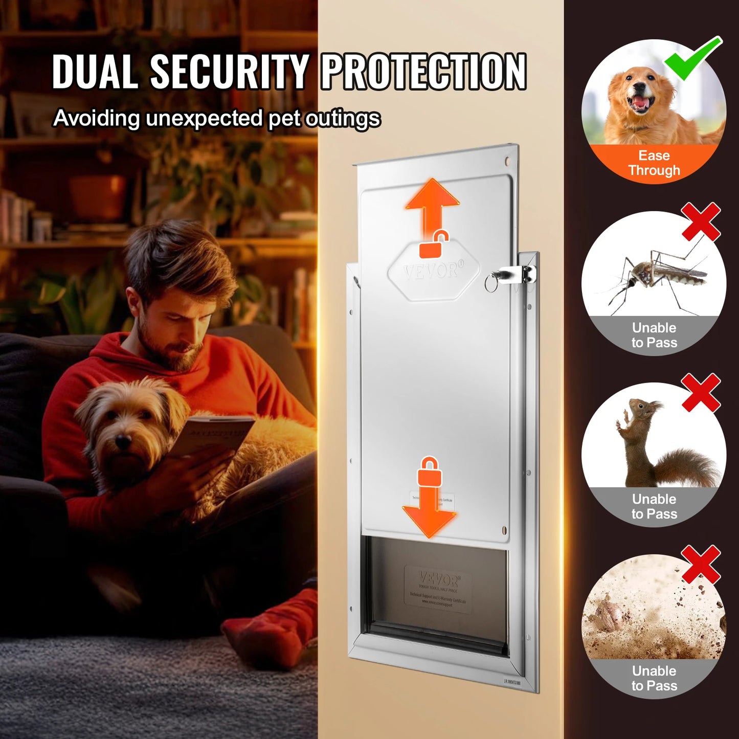 Aluminum Frame Pet Door With Locking Flap System