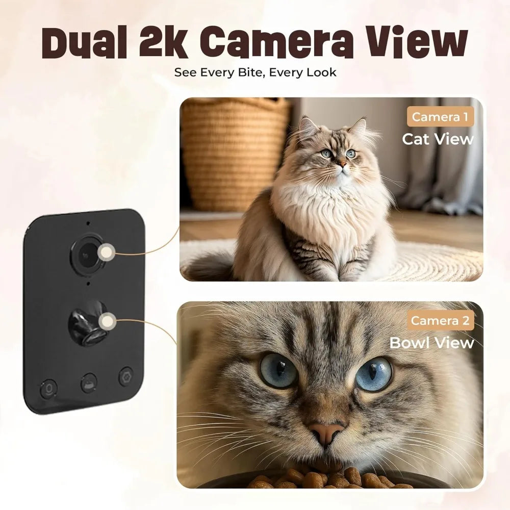 Automatic Cat Feeder With Dual Camera AI Detection WiFi App