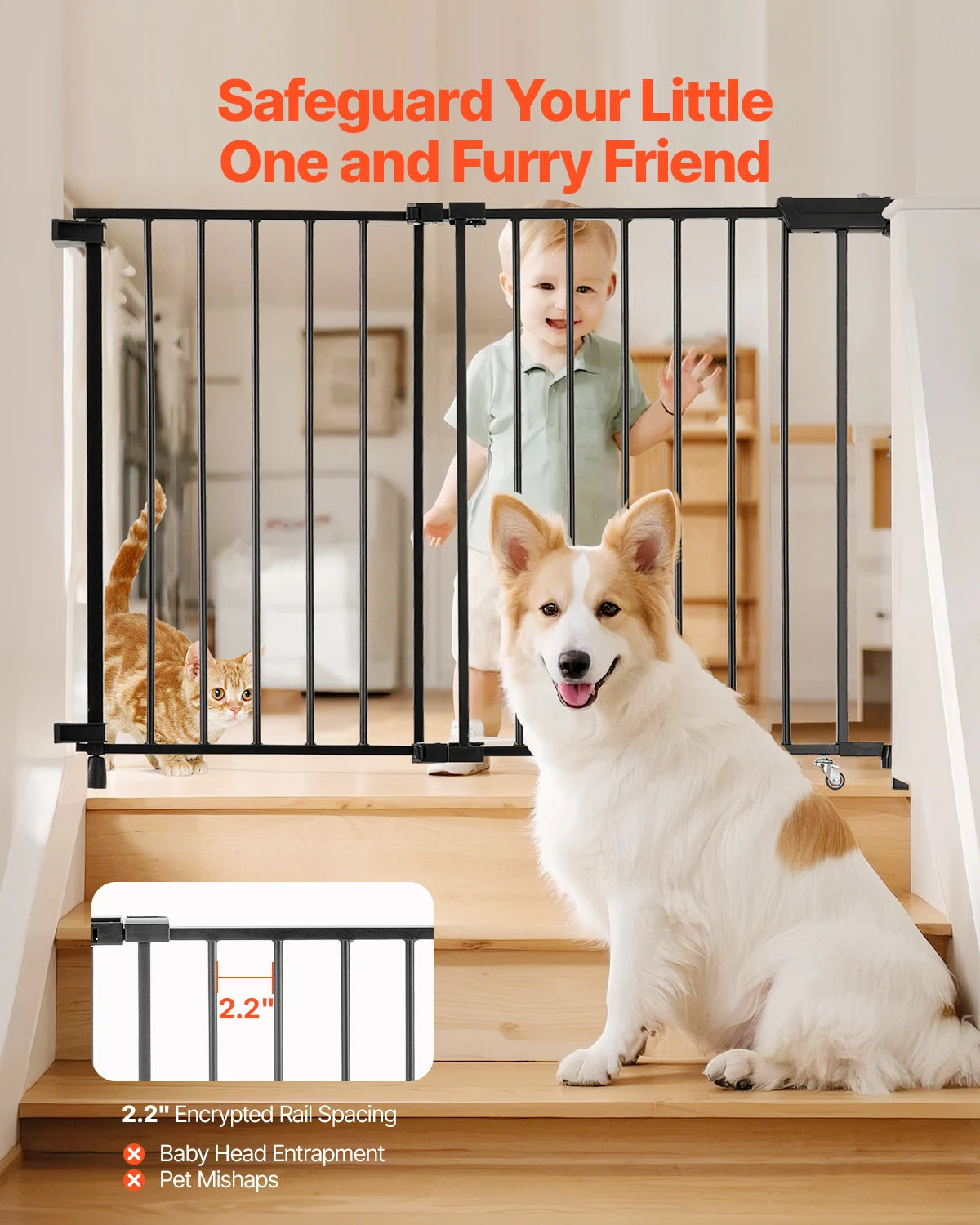 SucceBuy Adjustable Baby Gate for Pets and Kids Stainless Steel