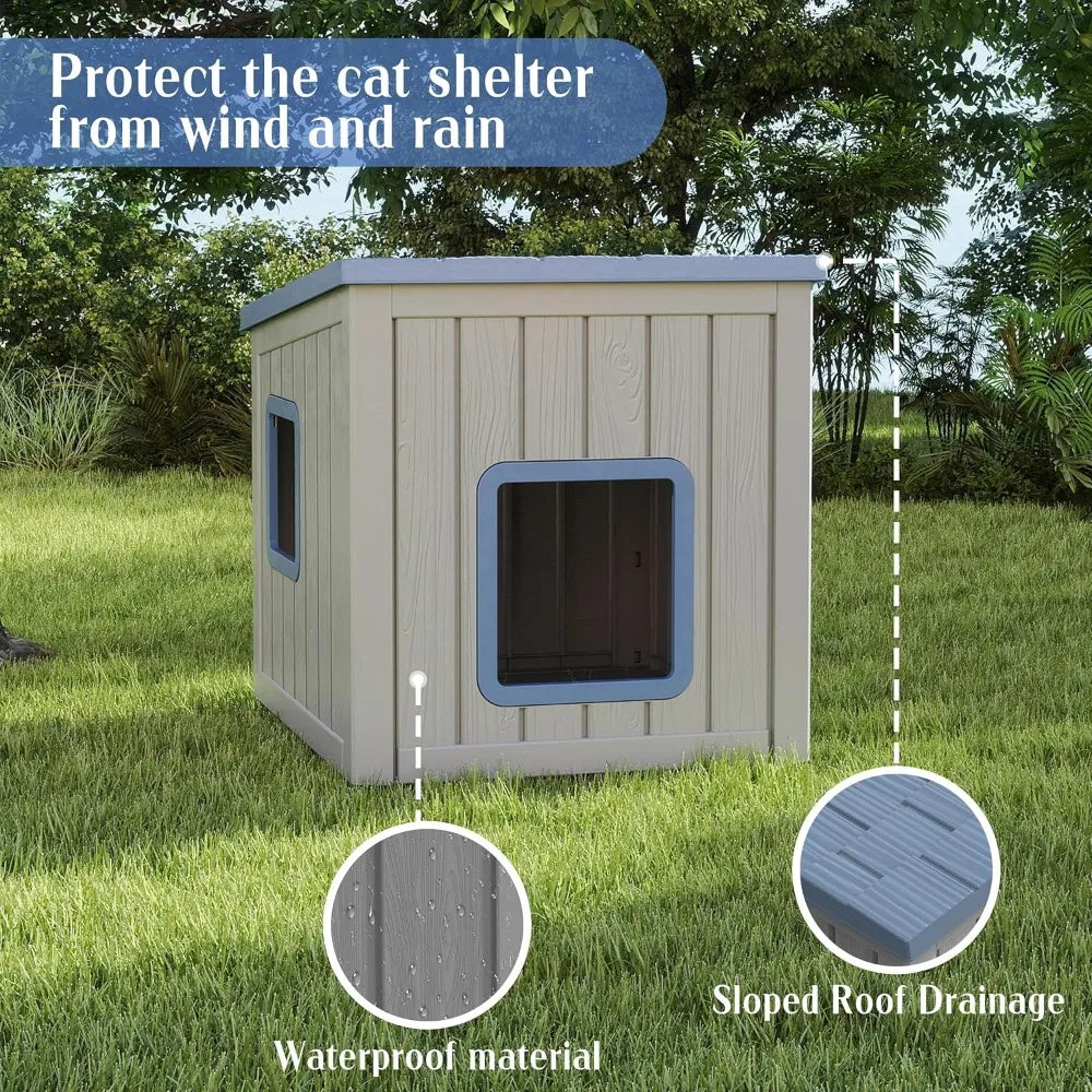 Waterproof Outdoor Resin Cat House For Feral Cats Durable