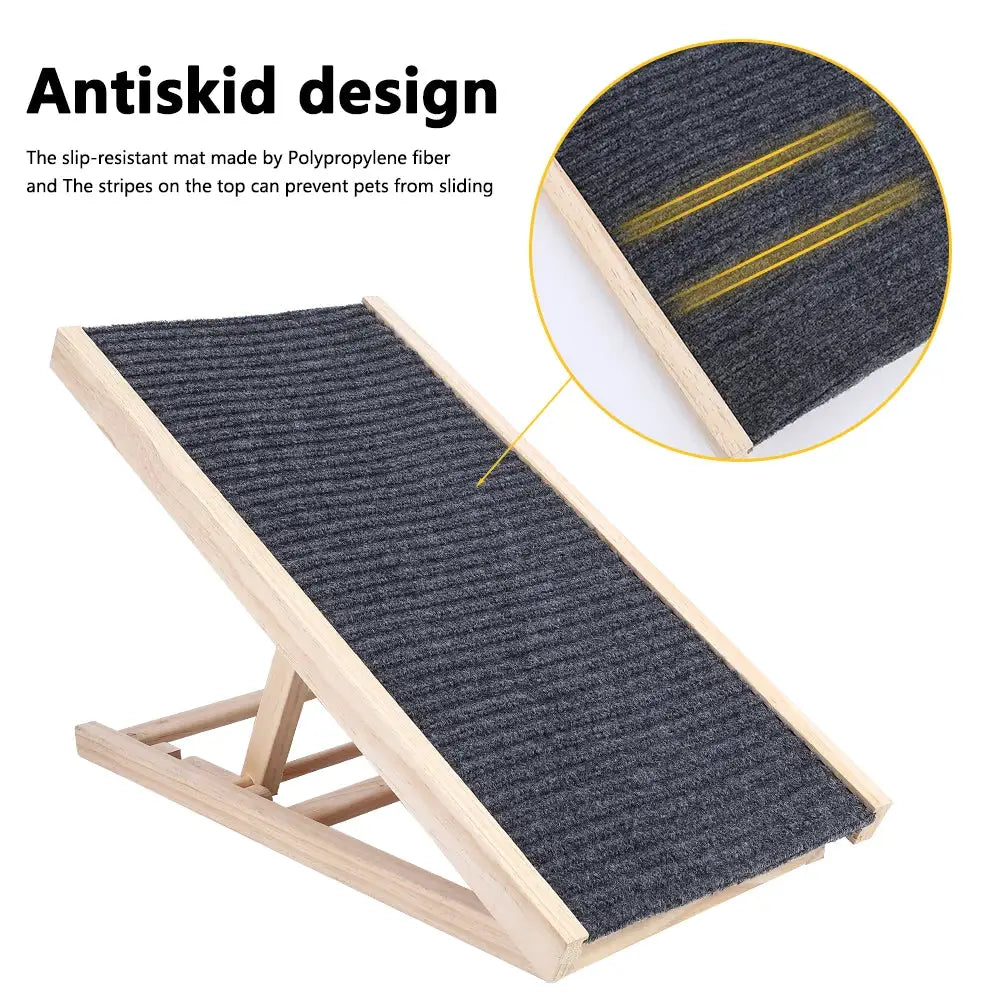 TWISTER.CK Dog Ramp Ladder Natural Pine Wood Anti Slip Adjustable by Furtastic Pet Essentials