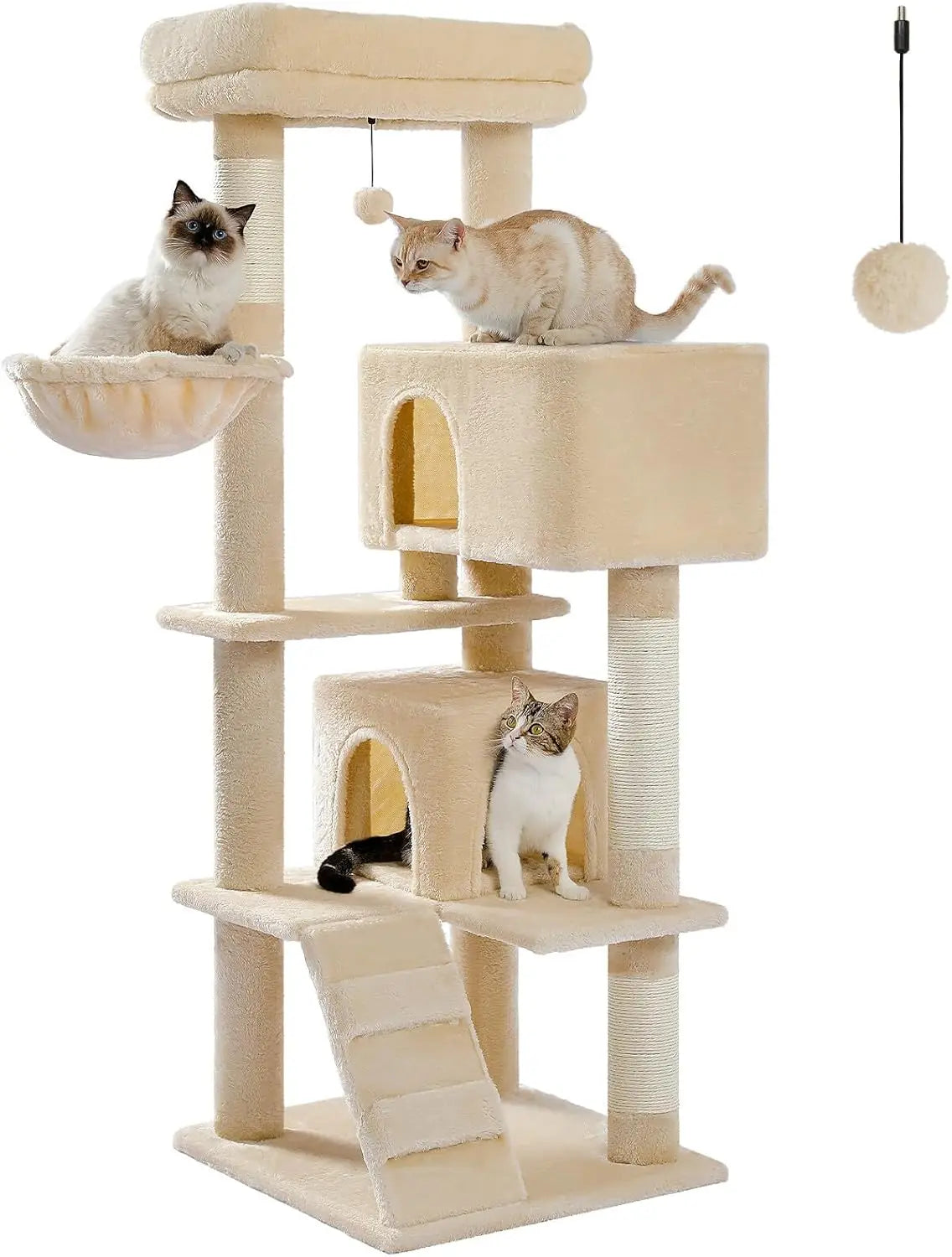 HUANZHUANG Cat Tree Indoor With Two Condos And Top Perch