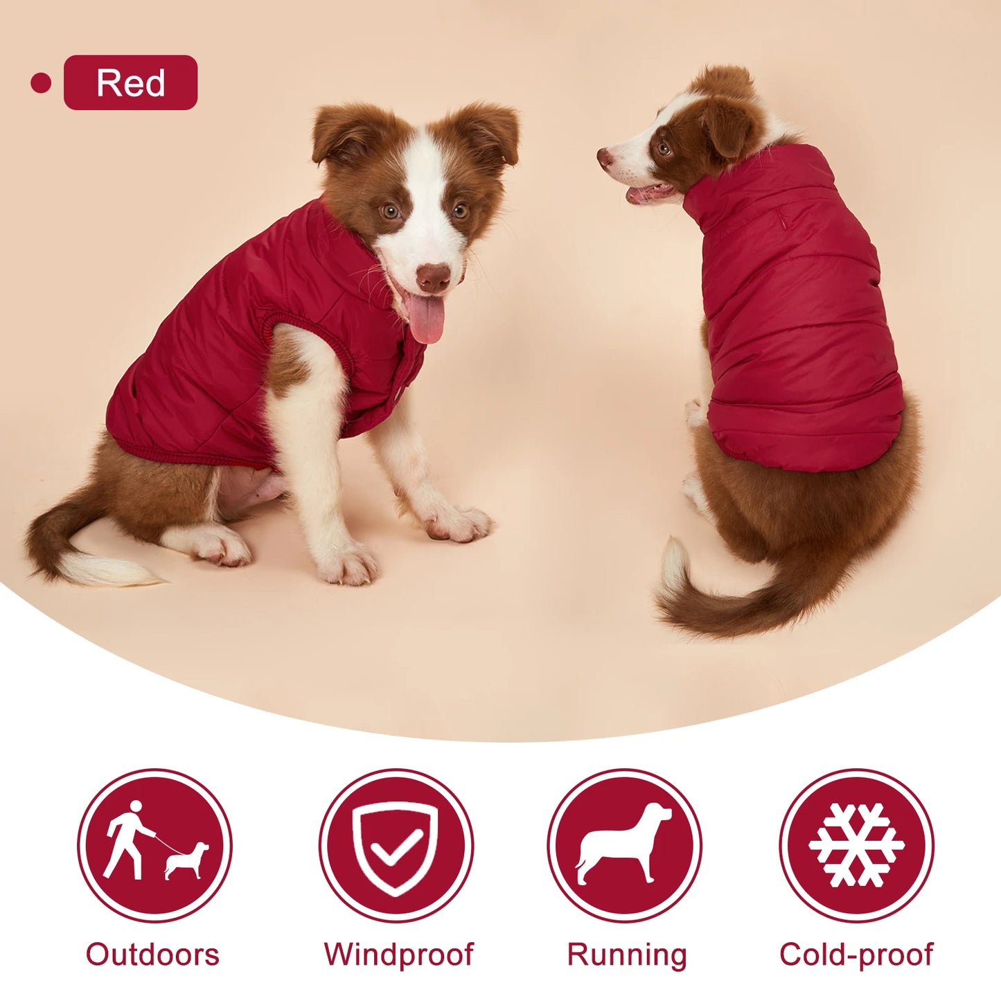 NONECN Winter Dog Jacket With Fleece Lining Warm Outdoor Coat