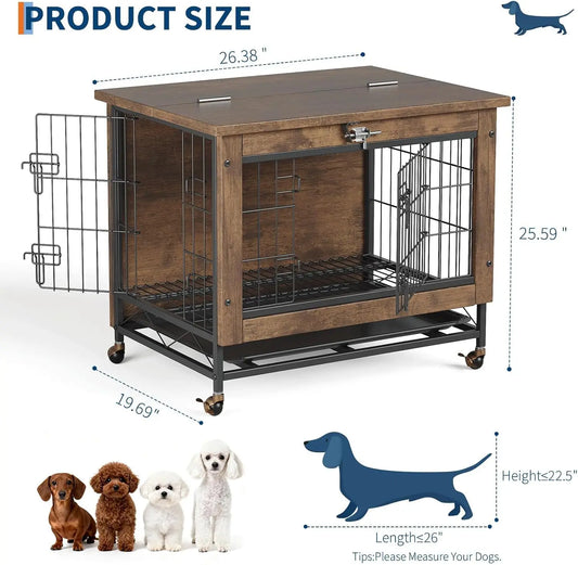 HiMISS Modern Wood And Metal Dog Crate Furniture End Table