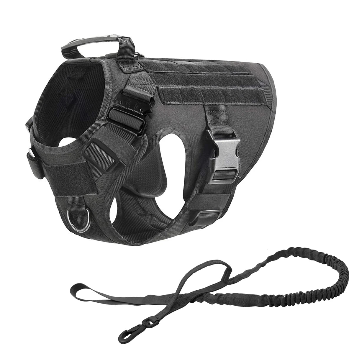 Tactical Nylon Dog Harness With Molle Pouches Adjustable