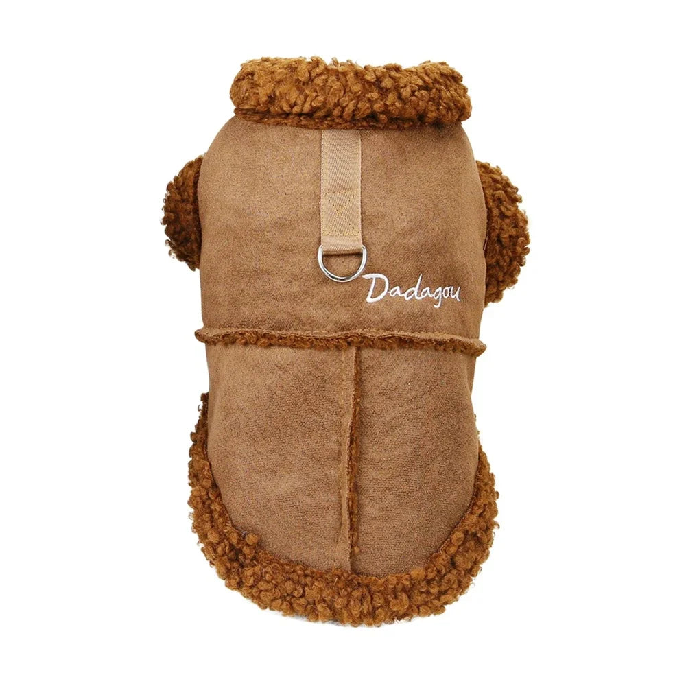 NONECN British Style Dog Jacket Lamb Fleece Winter Coat