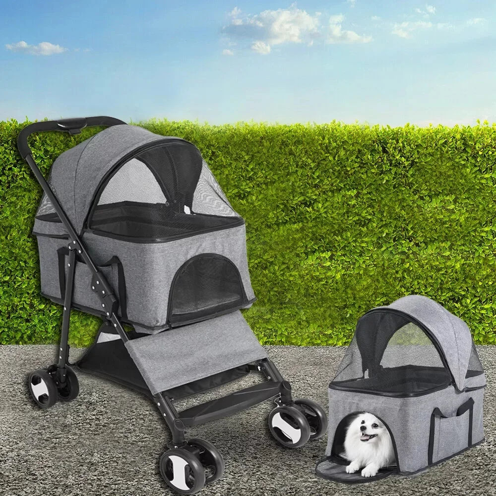 Foldable Pet Stroller For Cats And Dogs Travel Carrier