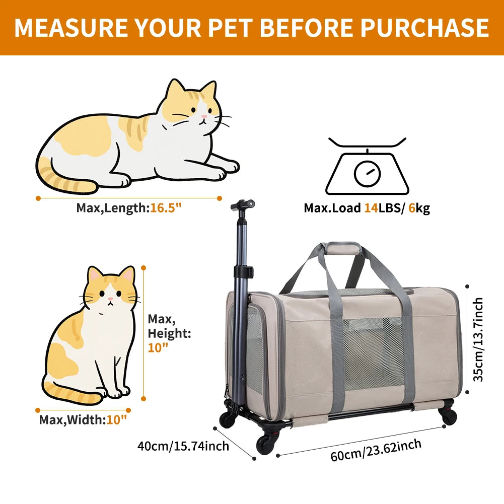 Cat Trolley For Two Cats With Wheels And Secure Belts