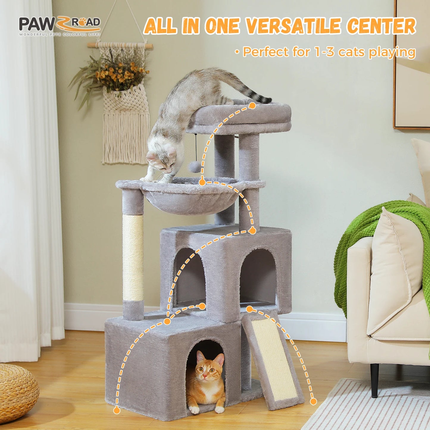 PAWZ Road Large Cat Tree Indoor Multi Level Tower Condos