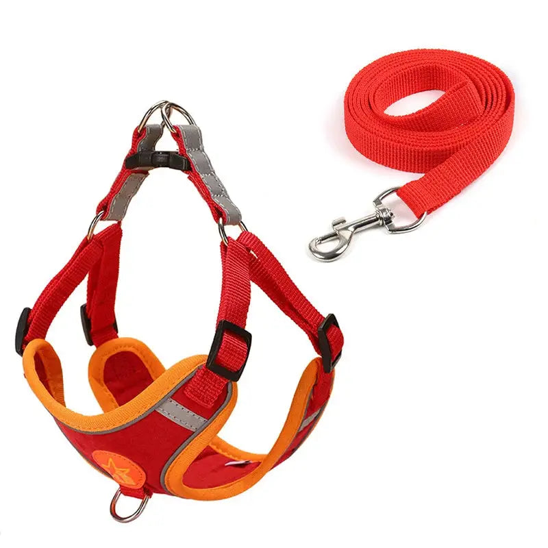 Small Medium Dogs Harness Vest Walking Traction Rope Reflective Straps, Soft Mesh Harness Breathable Pet Supplies by Furtastic Pet Essentials